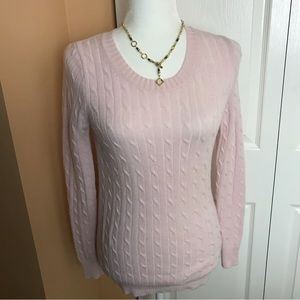 J Crew Pale Pink Cable Knit Sweater Size XS EUC